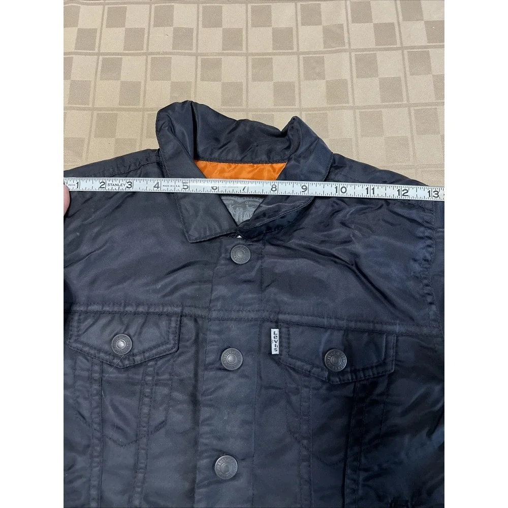 Levis Youth Boys Bomber Jacket Coat Size 7 Black‎ Snap Buttons Lightweight EUC